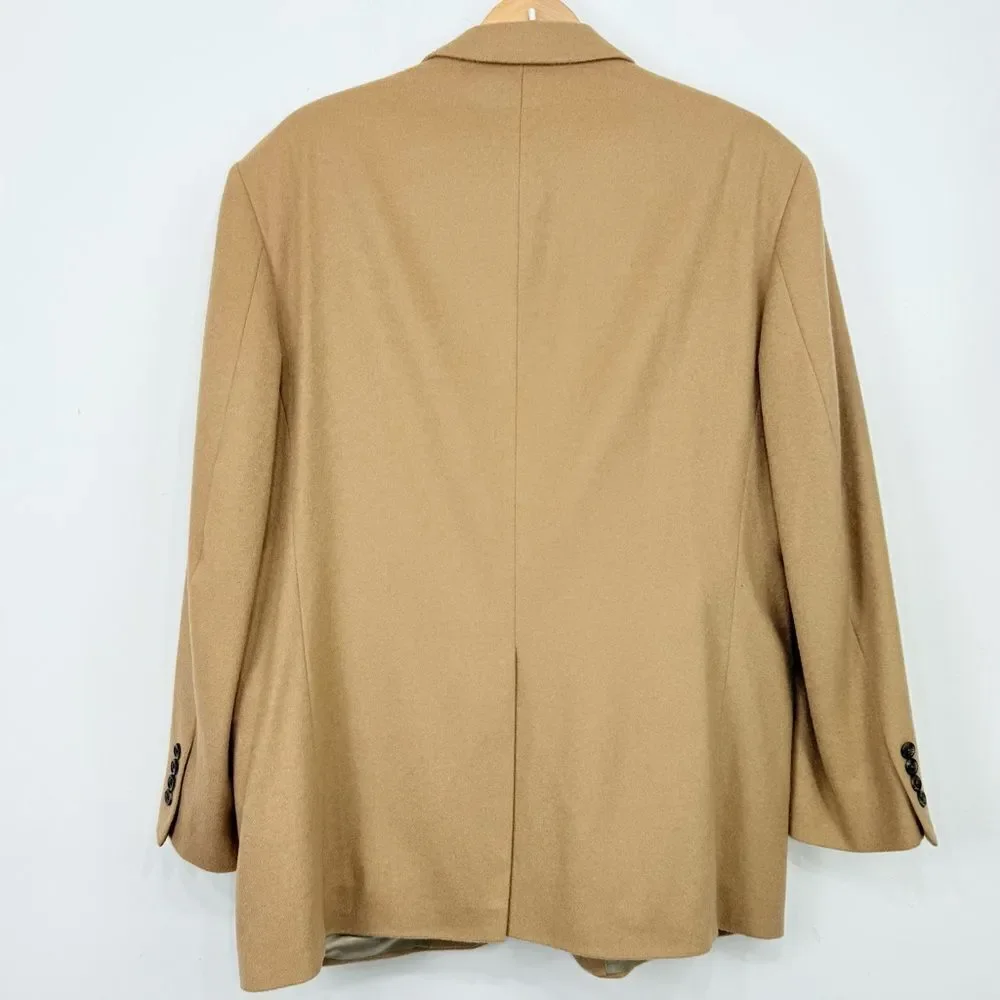 Stafford Tan Camel Hair Wool Double Button Blazer Suit Coat